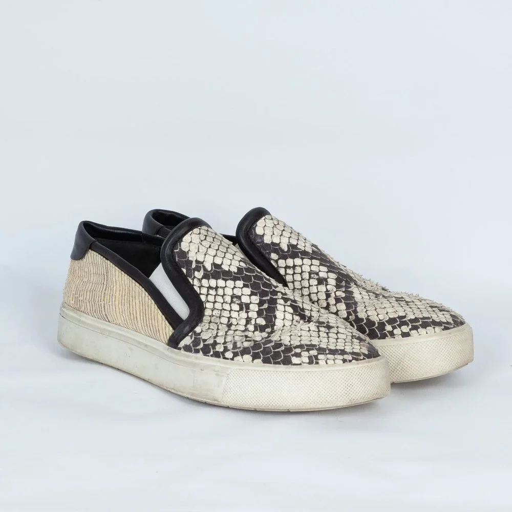 Vince Classic Leather Snakeskin‎ Slip-On Sneakers Size 7